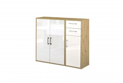 Big Profi Office von Mäusbacher - kleines Highboard mit Glanzfront in Ice White