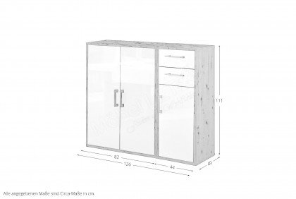 Big Profi Office von Mäusbacher - kleines Highboard mit Glanzfront in Ice White