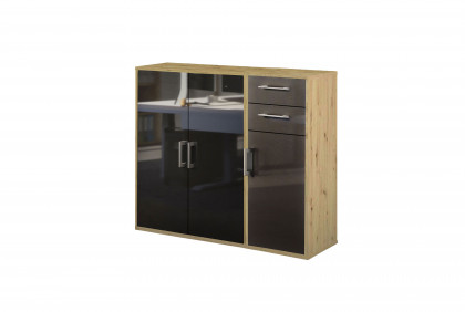Big Profi Office von Mäusbacher - kleines Sideboard mit Glanzfront in Anthrazit