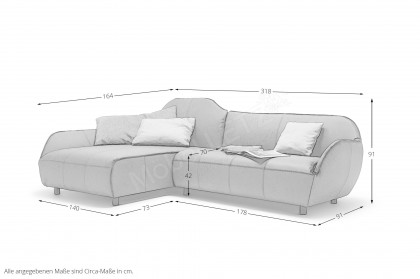 CR.480 von creation by Rolf Benz - Ledersofa links braunrot
