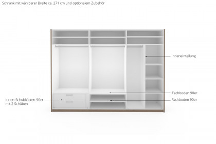 Montino von Musterring - Schrank 250 cm breit Lack sand - Eiche