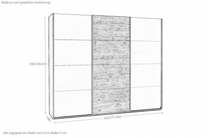 Montino von Musterring - Schrank 250 cm breit Lack sand - Eiche