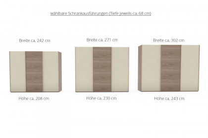 Montino von Musterring - Schrank 250 cm breit Lack sand - Eiche