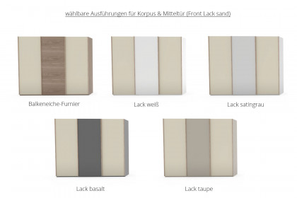 Montino von Musterring - Schrank 250 cm breit Lack sand - Eiche