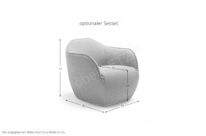 CR.480 von creation by Rolf Benz - Ledersofa rechts braunrot