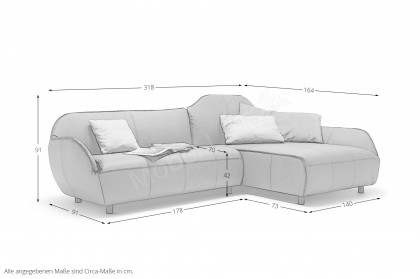 CR.480 von creation by Rolf Benz - Ledersofa rechts braunrot