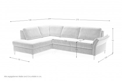 HU-LS23121 von Hukla - Ecksofa rechts mit Schlaffunktion ecru