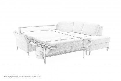 HU-LS23121 von Hukla - Ecksofa rechts mit Schlaffunktion ecru