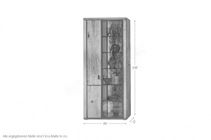 Malaga von IDEAL Möbel - Vitrine in Eiche Artisan und schwarzem Aluminium