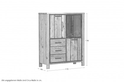 Akazio von GUTMANN - Highboard 70335 Akazie/ schwarz