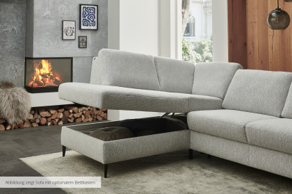 HU-LS23121 von Hukla - Ecksofa links mit Schlaffunktion ecru