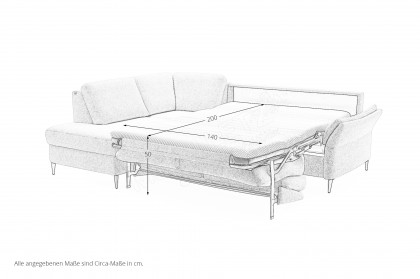 HU-LS23121 von Hukla - Ecksofa links mit Schlaffunktion ecru