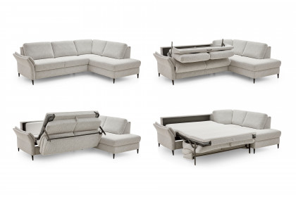 HU-LS23121 von Hukla - Ecksofa links mit Schlaffunktion ecru