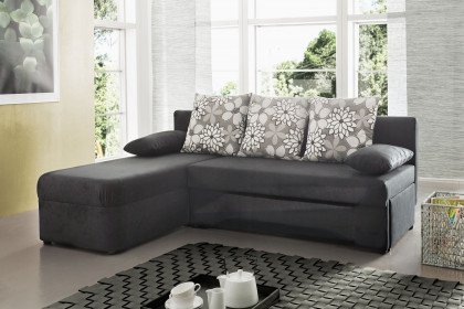 Polaris-LE22 von Job - Sofaecke Variante links schwarz-Blumen-grau
