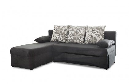 Polaris-LE22 von Job - Sofaecke Variante links schwarz-Blumen-grau