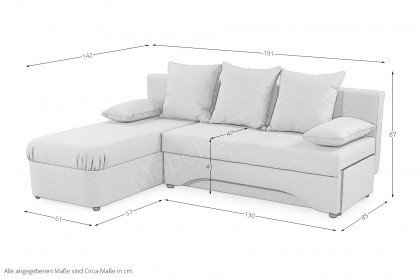 Polaris-LE22 von Job - Sofaecke Variante links schwarz-Blumen-grau