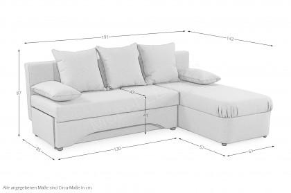Polaris-LE22 von Job - Sofaecke Variante rechts schwarz-Blumen-grau