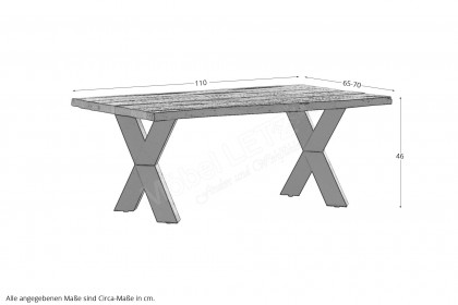 Siesta von GUTMANN - Couchtisch 67545-110 Akazie/ Metall schwarz