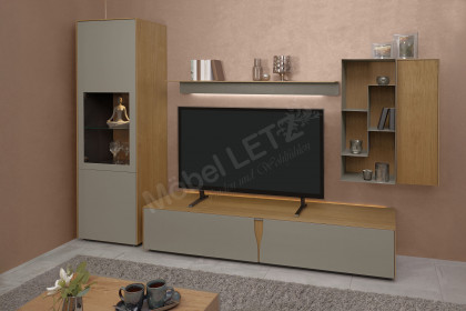 Vinci von LEONARDO Living - Wohnwand Eiche natur und grauem Lack