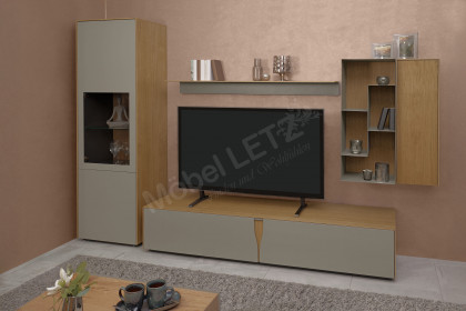 Vinci von LEONARDO Living - Wohnwand Eiche natur und grauem Lack