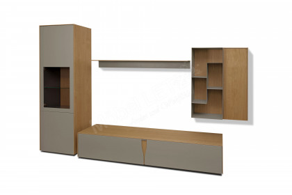 Vinci von LEONARDO Living - Wohnwand Eiche natur und grauem Lack