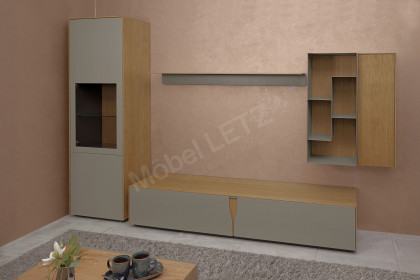 Vinci von LEONARDO Living - Wohnwand Eiche natur und grauem Lack