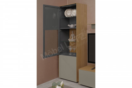 Vinci von LEONARDO Living - Wohnwand Eiche natur und grauem Lack