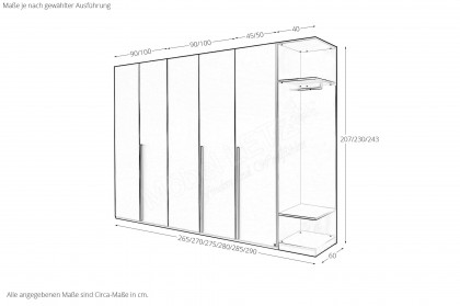 Montino von Musterring - Kleiderschrank mit Garderobenelement