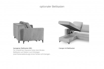 HU-LS23121 von Hukla - Ecksofa links mit Schlaffunktion silver