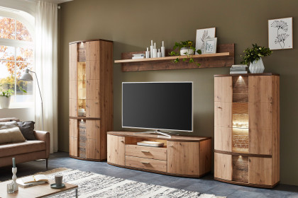 Cabana von IDEAL Möbel - Wohnwand 89 Eiche Artisan/ Eiche Ribbeck inklusive Beleuchtung
