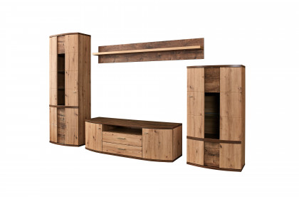 Cabana von IDEAL Möbel - Wohnwand 89 Eiche Artisan/ Eiche Ribbeck inklusive Beleuchtung