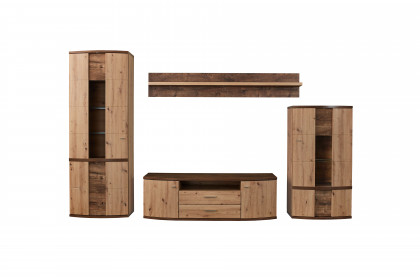 Cabana von IDEAL Möbel - Wohnwand 89 Eiche Artisan/ Eiche Ribbeck inklusive Beleuchtung