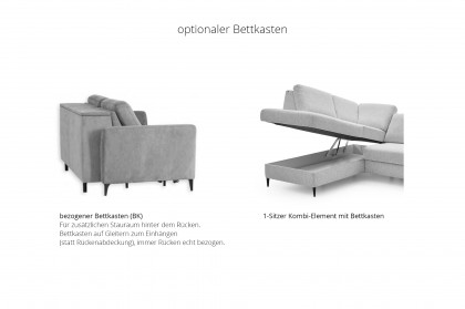 HU-LS23121 von Hukla - Ecksofa rechts mit Schlaffunktion ecru