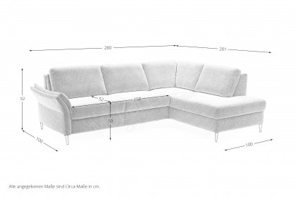 HU-LS23121 von Hukla - Ecksofa rechts mit Schlaffunktion ecru
