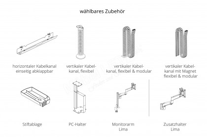 eModel 3.0 von Nowy Styl - E-Schreibtisch in Natural Hickory & Weiß