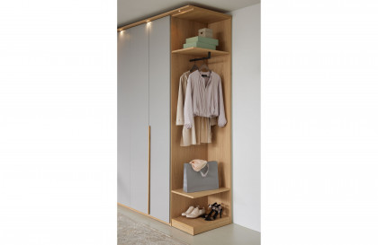 Montino von Musterring - Eckschrank mit Frontschubkästen Balkeneiche - satingrau