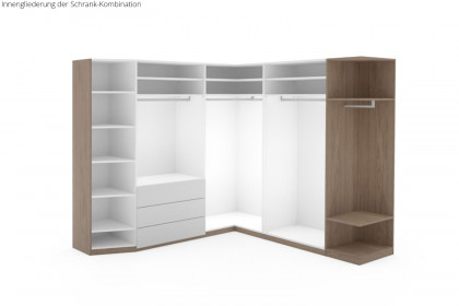 Montino von Musterring - Eckschrank mit Frontschubkästen Balkeneiche - satingrau
