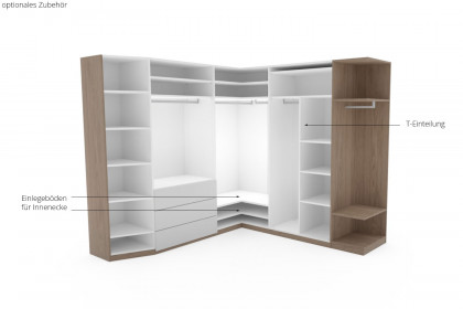Montino von Musterring - Eckschrank mit Frontschubkästen Balkeneiche - satingrau