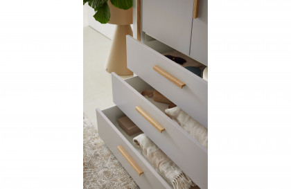 Montino von Musterring - Eckschrank mit Frontschubkästen Balkeneiche - satingrau