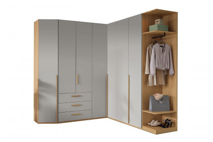 Montino von Musterring - Eckschrank mit Frontschubkästen Balkeneiche - satingrau