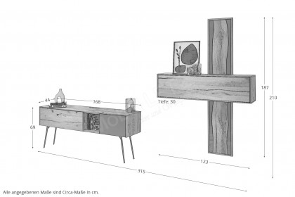 Arco-living von Schösswender - Wohnwand VSAR 02L Kupfereiche bronze geölt
