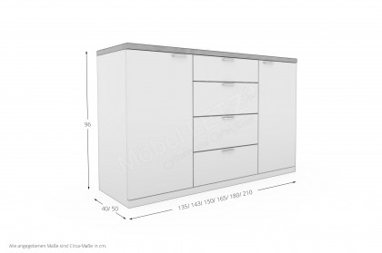 Siena von Rietberger - Sideboard mit Türen & Schubästen weiß/ Eiche