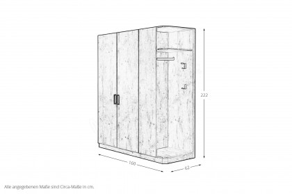 Meran von Schösswender - Schrank mit Garderobe ca. 160 cm breit