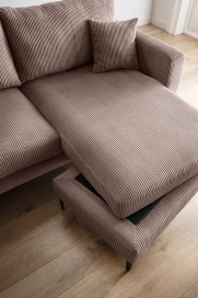 Eliza von Benformato - Ecksofa Variante rechts grau-braun