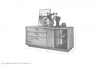 Malaga von IDEAL Möbel - Sideboard Eiche Artisan mit sandgestrahlter Rückwand