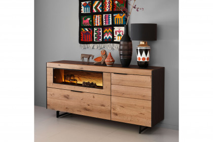 Yoris von SCHÖNER WOHNEN - Sideboard Kerneiche Umato mit Glasausschnitt