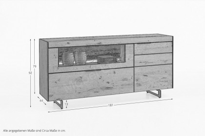 Yoris von SCHÖNER WOHNEN - Sideboard Kerneiche Umato mit Glasausschnitt