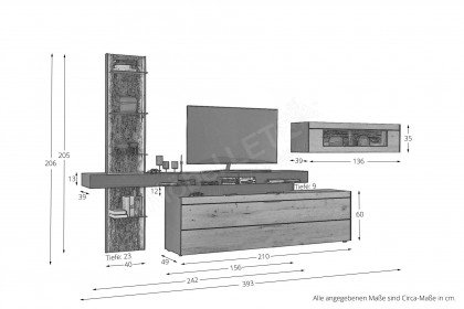 Yoris von SCHÖNER WOHNEN - Wohnwand V20 Kerneiche Umato/ Eiche anthrazit