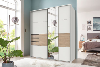 Bremen von Wimex - Kleiderschrank mit Schubkästen & Spiegel weiß