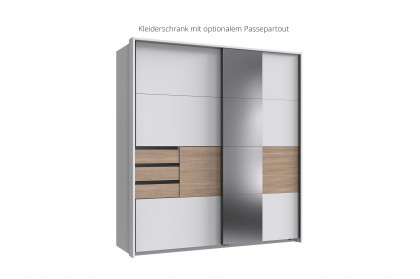 Bremen von Wimex - Kleiderschrank mit Schubkästen & Spiegel weiß